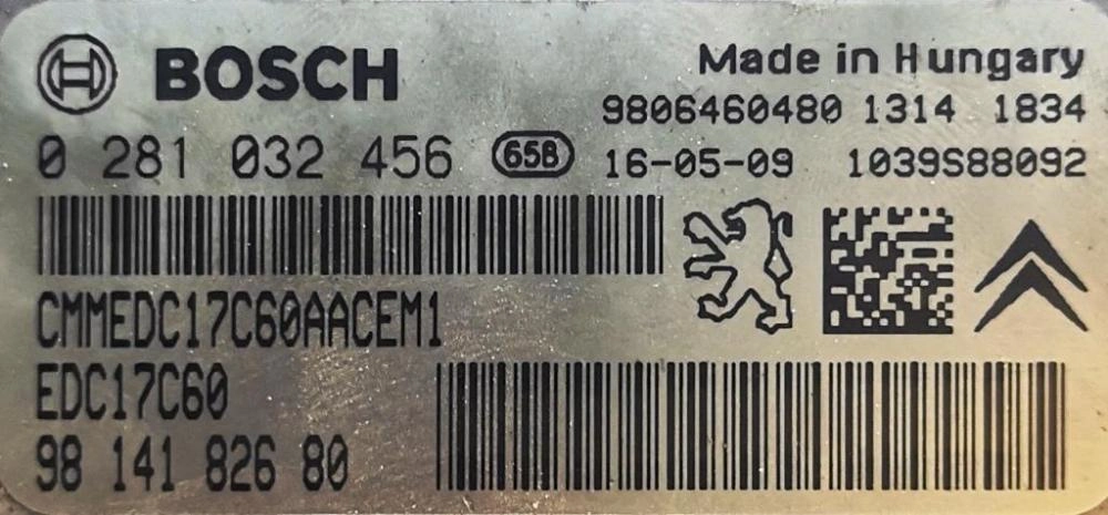 0281032456 9814182680 9806460480 10SW040497 EDC17C60 PEUGEOT 308 1.6HDI 2016Y ATgearbox BENCH FULL.rar