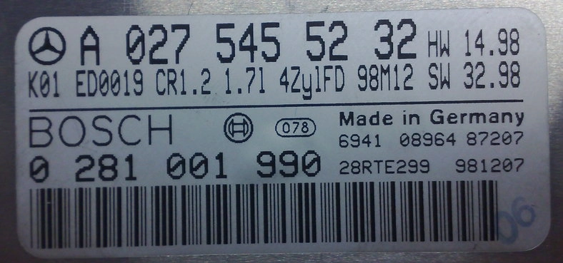 0281001990 A0275455232 CR1.2 HW14.98 SW32.98 1037359731 EDC15C0 MB A160CDI FULL.rar