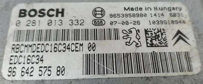 0281013332 9664257580 1037386139 EDC16C34 Citroen C5 1.6HDI 2007 80kw MTgearbox BENCH FULL.rar
