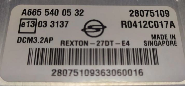 A6655400532 28075109 R0412C017A 28075109 NCD12A01 DCM3.2AP SangYong Rexton 2.7CRDI 2006 ORI+noEGR st1 KTAG BDM FULL.rar