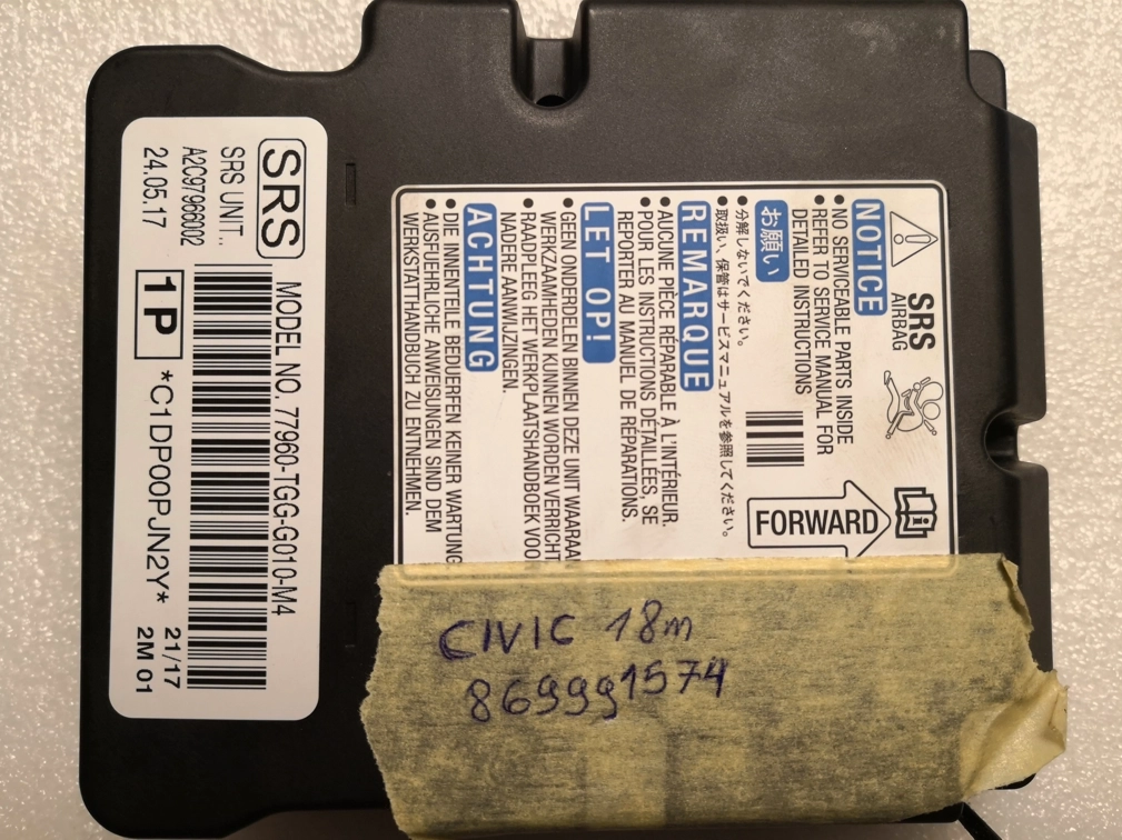 77960-TGG-G010-M4 HONDA CIVIC SPC56P54 CRASH+CLEAR SRS.rar