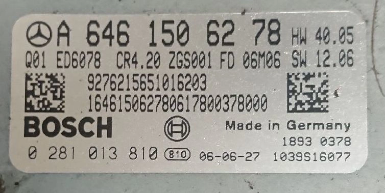 0281013810 A6461505278 CR4.20 HW40.05 SW12.06 CR40-64x-70T5-906-110kW-40N-0MEF-02-IAS-001 DPF7 ME11 1037400338 EDC16CP31 MB Sprinter 2.2CDI 2006 MTgearbox ORI+noDPF BENCH FULL.rar