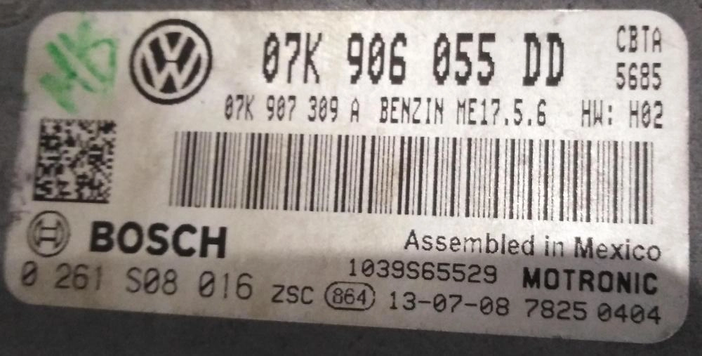 0261S08016 07K906055DD 07K907309A 1037533690 ME17.5.6 VW PASSAT B7 2.5i 2012Y ATgearbox BENCH FULL.rar