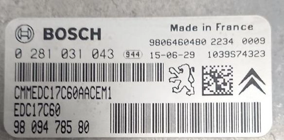0281031043 9809478580 1037540764 EDC17C60 Citroen Berlingo 1.6HDI BHY MTgearbox ORI+noSCR BENCH FULL.rar