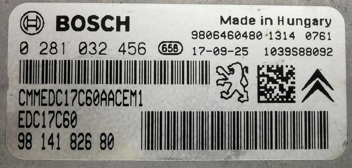 0281032456 9814182680 9806460480 016305 10SW016305 EDC17C60 Peugeot 208 1.6HDI 73kw 2016 MTgearbox BENCH FULL.rar