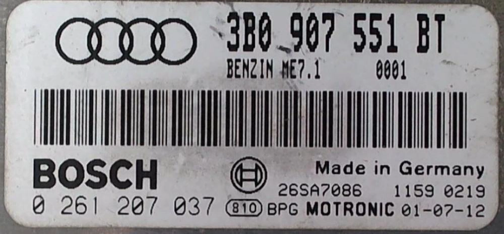 0261207037 3B0907551BT 1037354192 ME7.1 AUDI A8 2.8i V6 2002Y ATgearbox BOOT FULL.rar