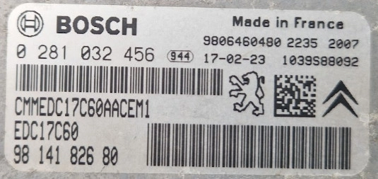0281032456 9814182680 1037555072 10SW014183 EDC17C60 9814182680 Citroen DS4 ATgearbox BENCH FULL.rar