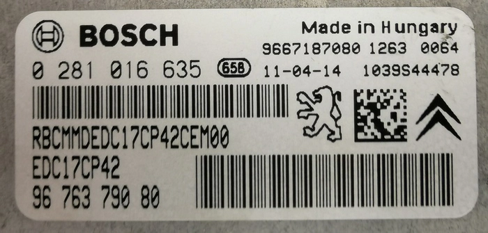 0281016635 9676379080 9667187080 EDC17CP42 Peugeot 508 2.2HDI 150kw 2011 ATgearbox PCM BENCH FULL.rar