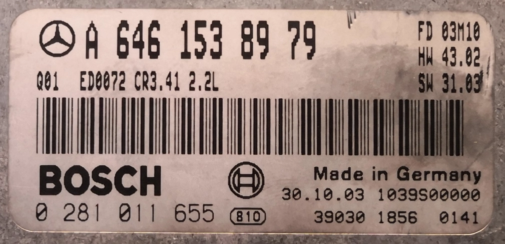 0281011655 A6461538979 HW43.02 SW31.03 R3.41 1037368894 EDC16C31 MB C203 2.2CDI 2003 ATgearbox VIRGIN XPROG BDM FULL.rar