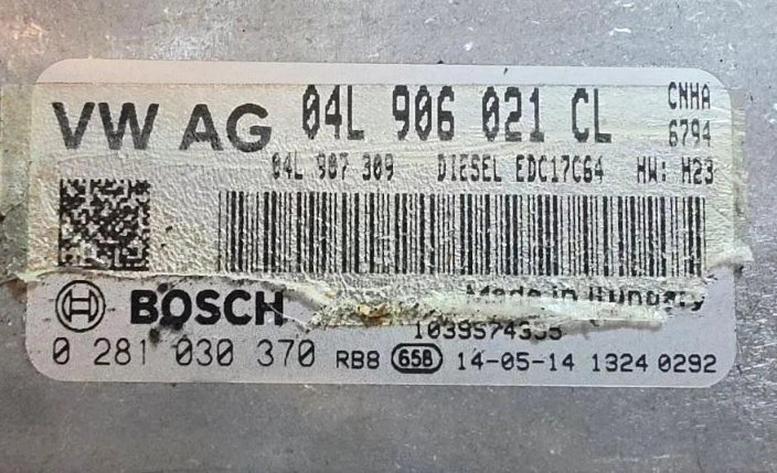 0281030370 04L906021CL 04L907309 8249 1037548923 EDC17C64 AUDI A4 2.0TDI ORI+noSCR BENCH FLEX FULL.zip