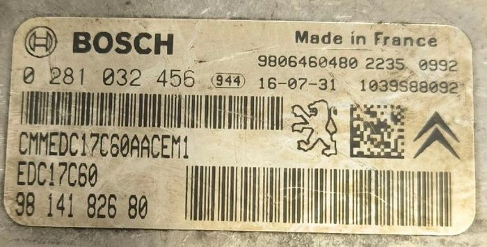 0281032456 9814182680 009008 10SW009008 EDC17C60 Peugeot Expert 1.6HDI BENCH FULL.rar