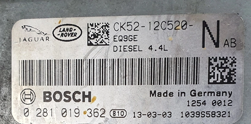 0281019362 CK52-12C520-NAB 1037523496 EDC17CP11 Land Rover Range Rover 4.4D ATgearbox ORI+noEGR BENCH FULL.rar