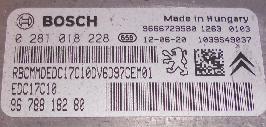 0281018228 9678818280 9666729580 1039S49037 1037516511 EDC17C10 Peugeot Partner 1.6HDI 9HT MTgearbox boot FULL.rar