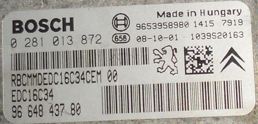 0281013872 9664843780 9653958980 1039S20163 EDC16C34 Peugeot 308 1.6HDI 9HZ 2 BDM FULL.rar