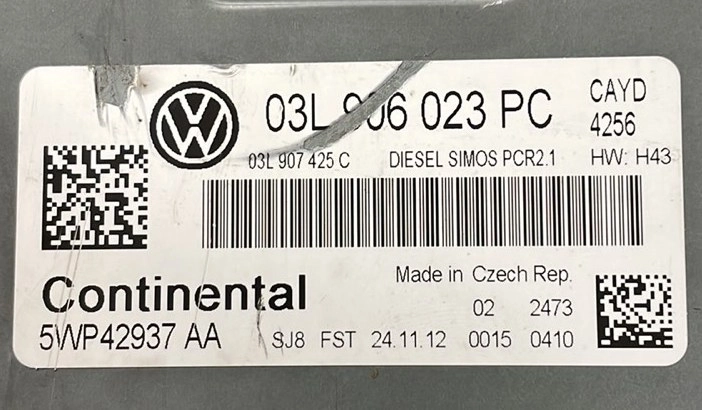 5WP42937AA 03L906023PC 03L907425C 4256 SM2G0M0000000 PCR2.1 VW Touran 1.6TDI 75kW CAYD ORI+noEGR FLEX BENCH FULL.rar