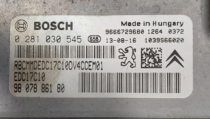 0281030545 9807886180 1037540102 EDC17C10 Peugeot 208 1.4HDI 68cv 8HR 2013Y BDM FULL.rar