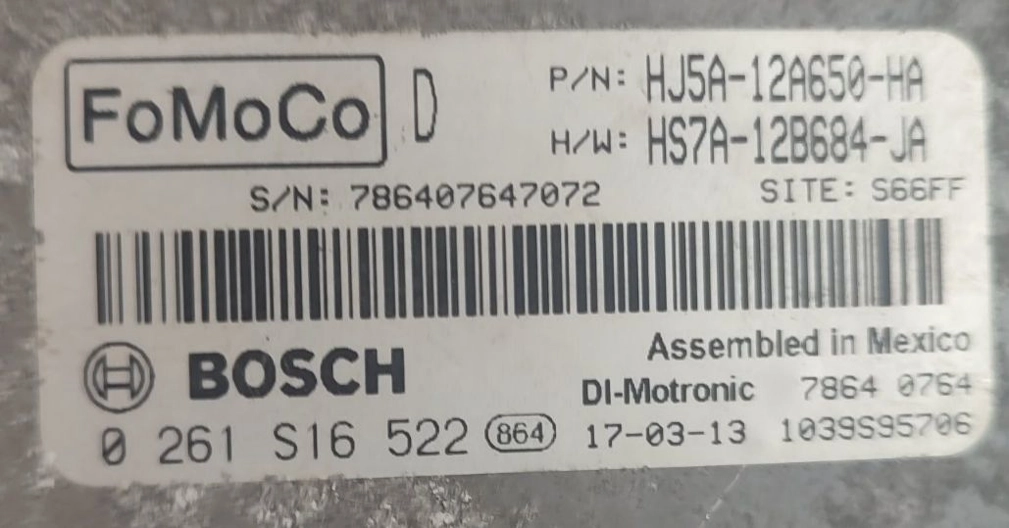 0261S16522 HJ5A-12A650-HA HS7A-12B684-JA MEDG17.0 Ford Edge 2.0i 2017Y BENCH OBD.rar