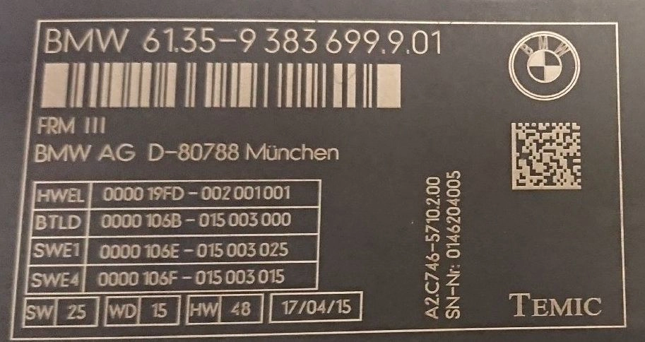 61.35-9383699.9.01 A2C746-5710.2.00 FRMIII BMW F25 3.0D Xenon 2016 EUR 1N35H XEP100 ORI+00zero VVDI FULL.rar