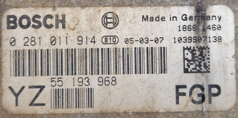 0281011914 55193968 1037379360 EDC16C9 Opel Vectra 1.9CDTI BENCH FULL.rar