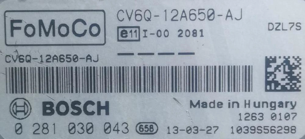 0281030043 CV6Q-12A650-AJ CV21-12B684-EA 1037527595 EDC17C10 FORD FOCUS 1.6TDCi 2013Y MTgearbox BENCH FULL.rar