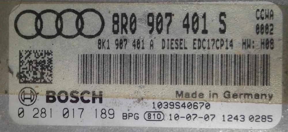 0281017189 8R0907401S 8K0907401A 1037516614 EDC17CP14 AUDI Q5 3.0TDI 2010Y ATgearbox PCM FULL.rar